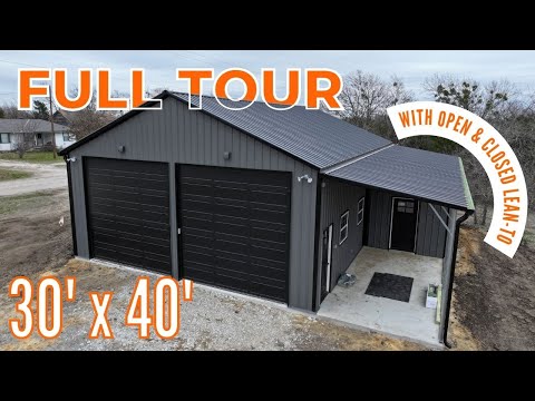30x40 Metal Workshop with Lean-to Porch Tour | Texas Custom Metal Buildings | WolfSteel Buildings