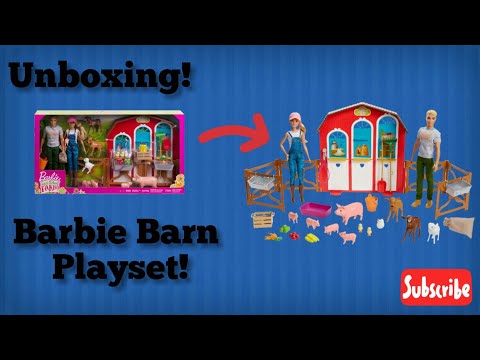 Unboxing Barbie sweet orchard farm barn playset!! | Barbie barn playset! | Barbie doll unboxing!