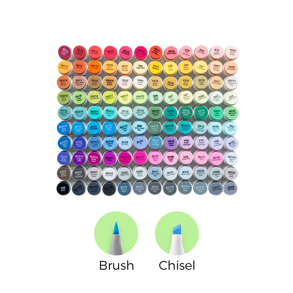 Ohuhu Honolulu 120 Colors Dual Tips Alcohol Art Marker (New Color Code