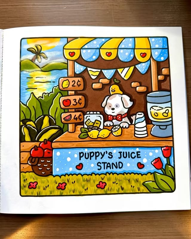 juice stand 🧃 

Book- Cozy Cuties by @cocowyocoloring 

Markers- @ohuhuart 

#coloring #coloringbook #coloringforadults #cozycoloring #cozycuties #cocowyo #alcoholmarkers #ohuhu
