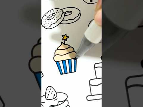 Coloring ASMR of cupcake using Ohuhu Markers. #alcoholmarkers #coloring #coloringvideo #colorwithme
