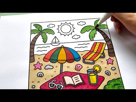 Beach Coloring using Ohuhu Alcohol Markers | Relaxing and Fun Summer Vibes Coloring Video
