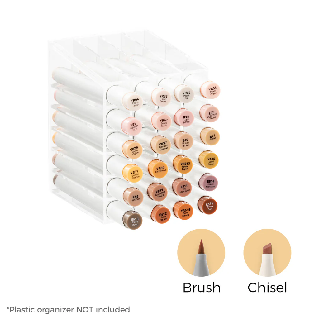 Ohuhu Honolulu 24 Skin Tone Colors Dual Tips Portrait Alcohol Art Mark