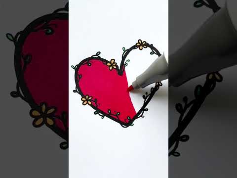 Satisfying Heart Colouring With Natural Environment Sound. #colorwithme #art #ohuhumarkers #coloring