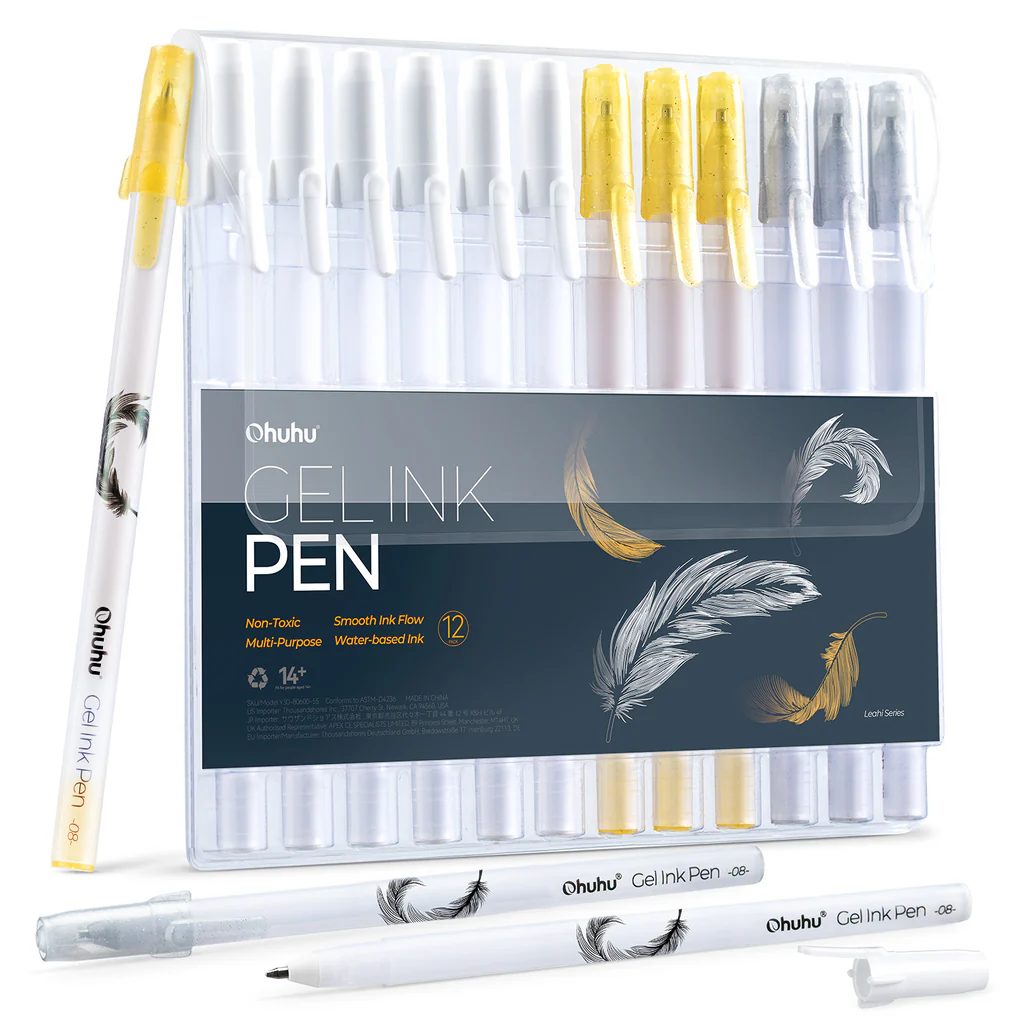 Ohuhu Gold Silver White Gel Pens 12 Pack